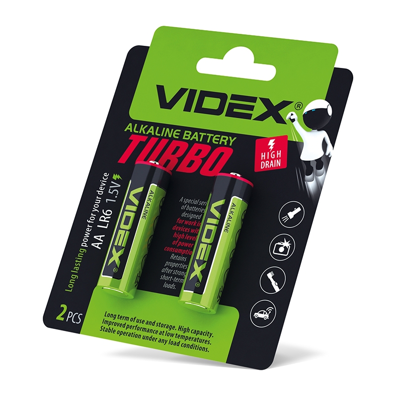 Батарейка лужна Videx LR6/AA Turbo 2шт