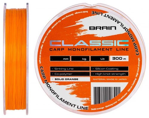 Волосінь Brain Classic Carp Line orange 300м