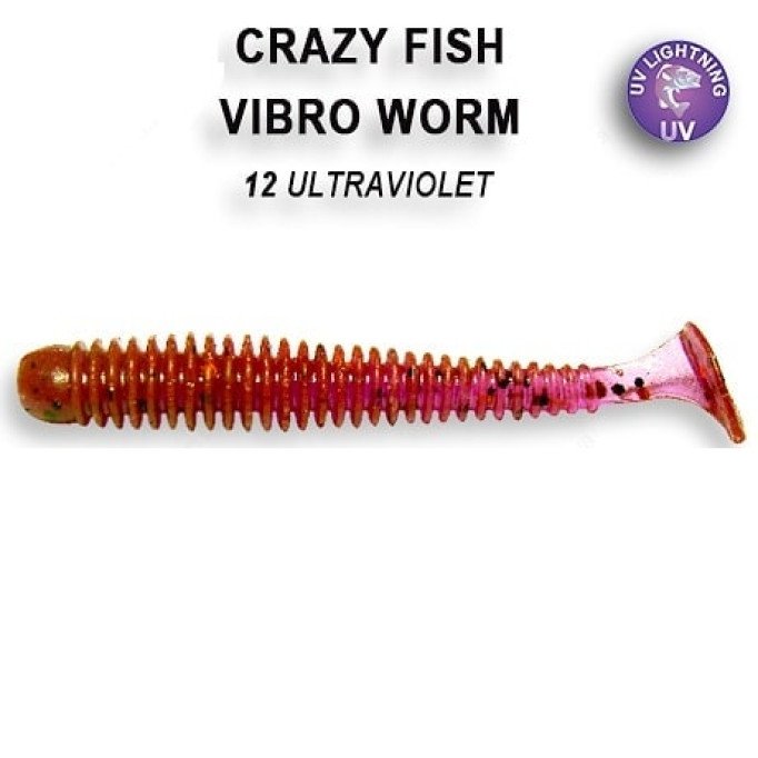 Силікон Crazy Fish Vibro Worm 2.5"