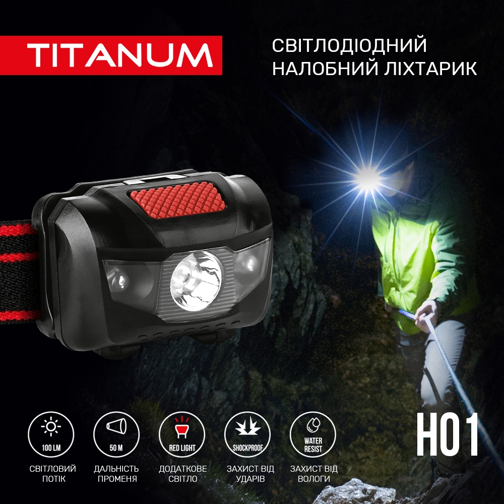 Налобний світлодіодний ліхтарик TITANUM