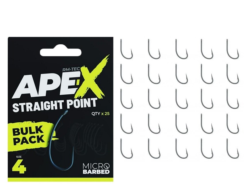 Гачки RidgeMonkey Ape-X Straight Point Barbed Bulk Pack 25шт/уп